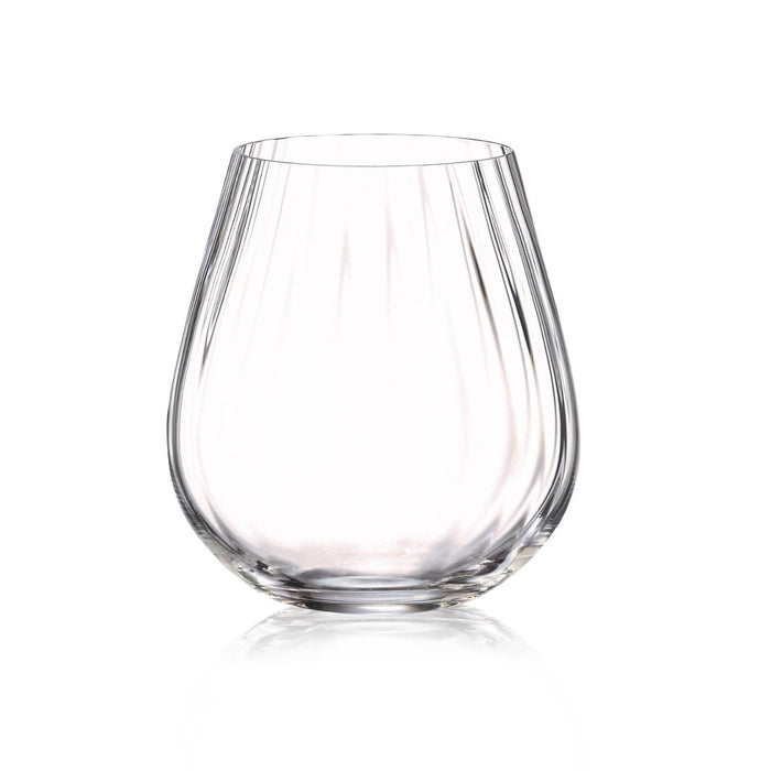 Clear glass tumbler on a white background