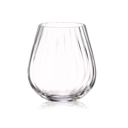 Clear glass tumbler on a white background