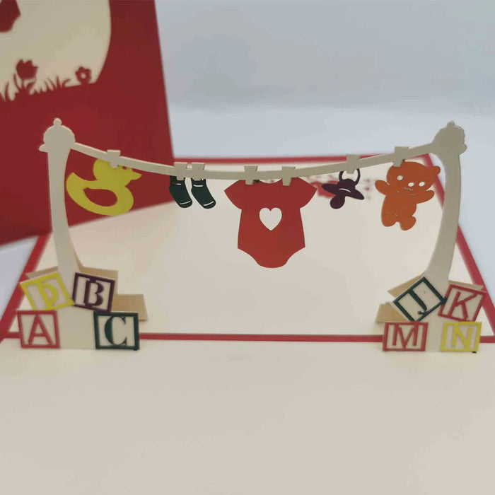 New Baby - Clothesline Pop Up Card