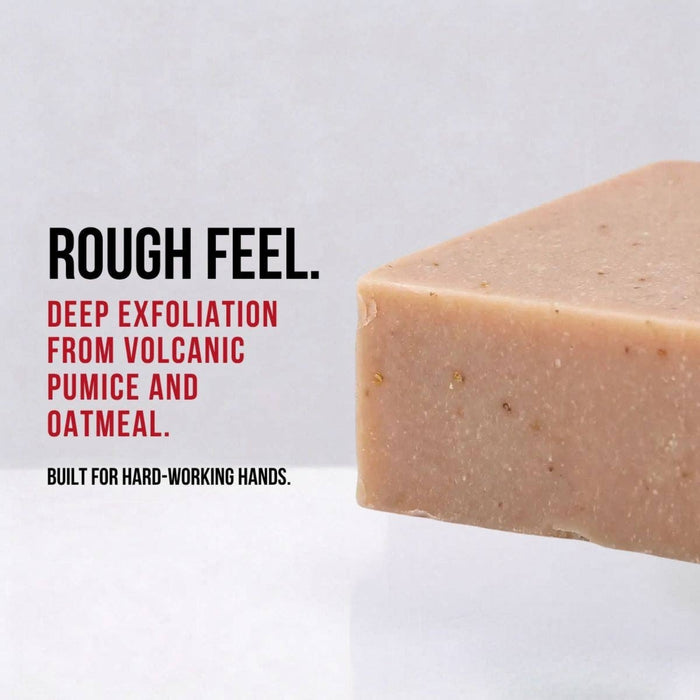 Bar of soap with exfoliating properties on a white background