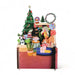 colourful pop out christmas card with four dogs in paper party hats with xmas tree and cake
