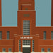 Illustration of a red brick building with 'Guinness' branding on a blue sky background
