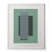 Framed illustration of a tall building on a green background