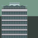 Illustration of a multi-story building with a green background