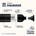 Dopper insulated bottle with material breakdown and recycling information on a white background
