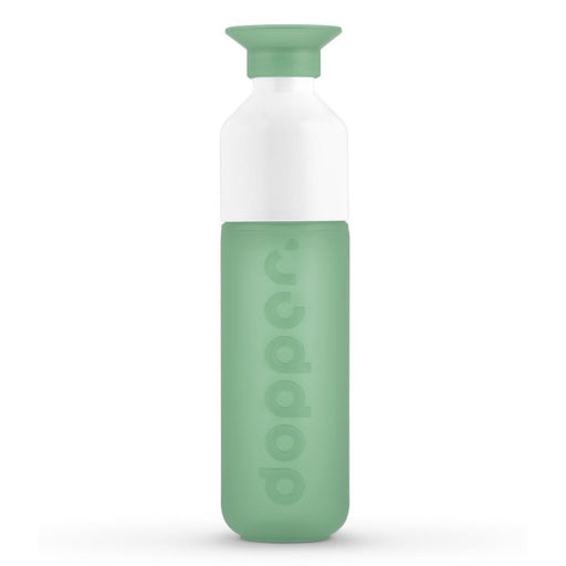 Green and white bottle with 'dopper' branding on a white background