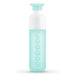 Turquoise water bottle with white cap on a white background