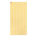 Yellow and white striped towel on a white background