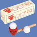 Traditional Floating Ball Game with packaging on a bluebackground