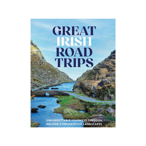 Book cover of 'Great Irish Road Trips' with a scenic road and mountains.