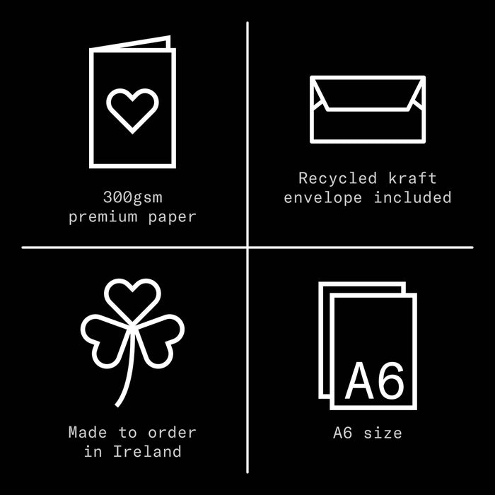 Product features with icons and text on a black background