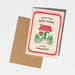 Greeting card with house illustration and text on a white background