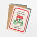 Greeting card with house illustration and text on a white background