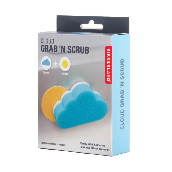 Kikkerland Cloud Grab 'N Scrub packaging on a white background