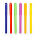 Six colorful novelty pens with cartoon faces on the caps, arranged in a row against a plain white background.