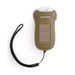 An olive green Huckleberry portable solar light with a black wrist strap, shown on a clean white background.