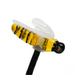 Clear yellow bee light with black handle on a white background