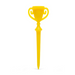 Yellow trophy-shaped golf tee on a white background