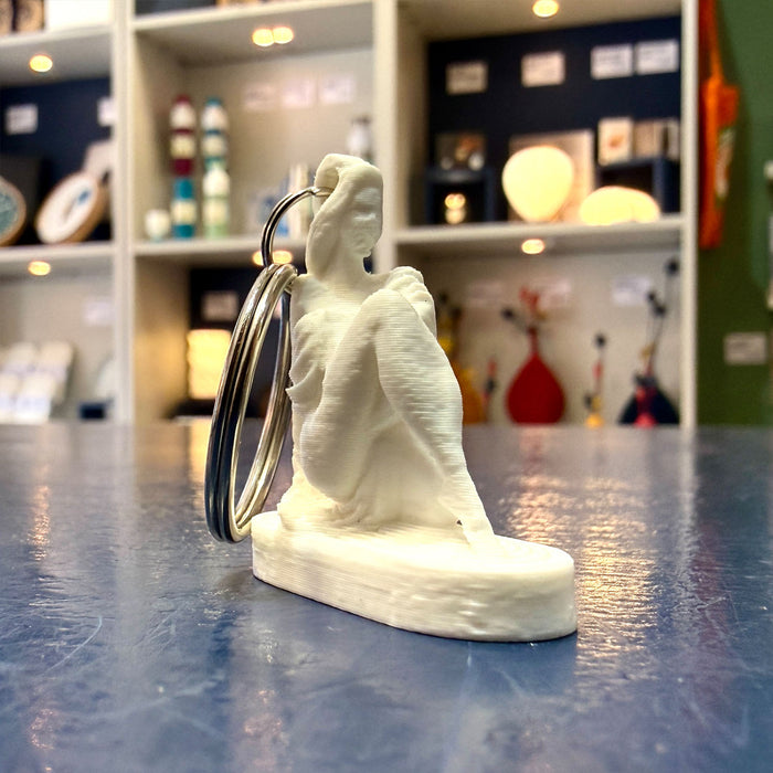 Lady on the rock keyring