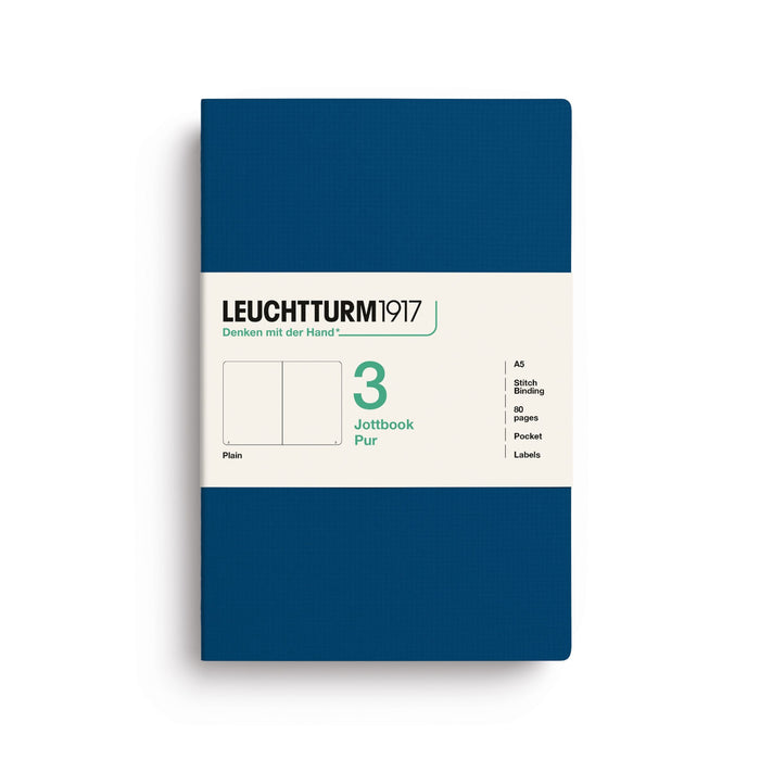 Blue notebook with white label featuring 'Leuchtturm1917' on a white background