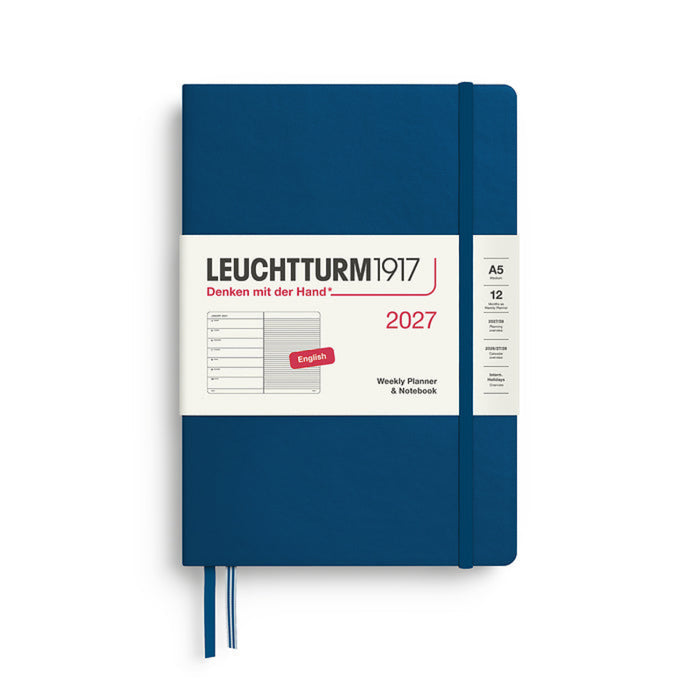 Blue notebook with Leuchtturm1917 branding on a white background