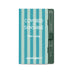 Pen loop with striped design and text on a white background