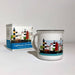 Mug with lighthouse design and packaging on a white background