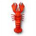 Red lobster toy on a white background