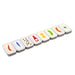 Set of colorful dominoes with different symbols on a white background