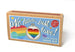 Cross stitch mini kit packaging with rainbow heart design and 'No labels, just love!' text.