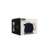 A boxed tea infuser set on a plain white background. The product box is white and black, featuring a printed image of a dark navy blue teapot with a light wood handle and lid.
