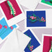 Colorful greeting cards with floral designs on a white background