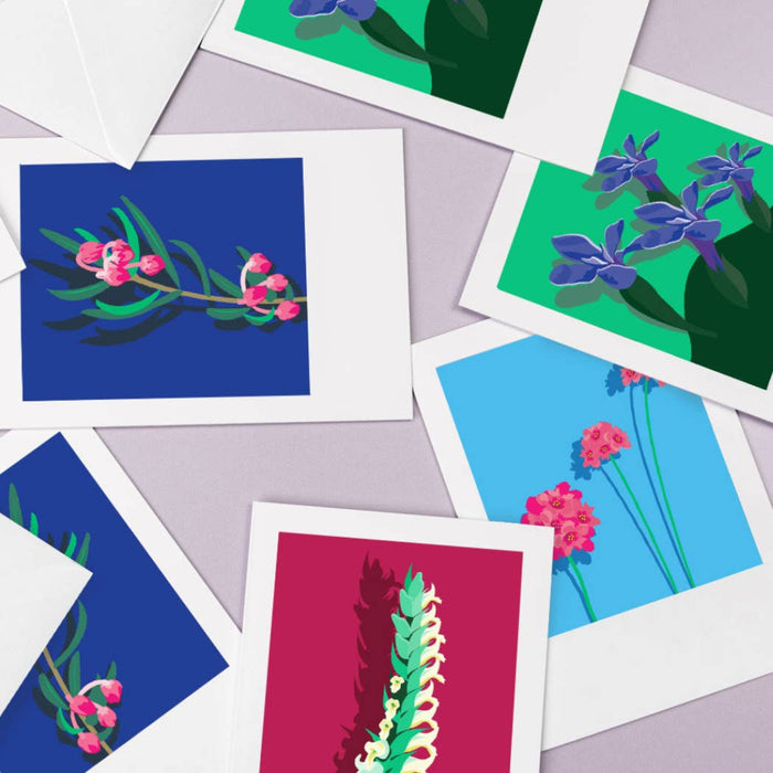 Collection of colorful floral illustrations on a white background