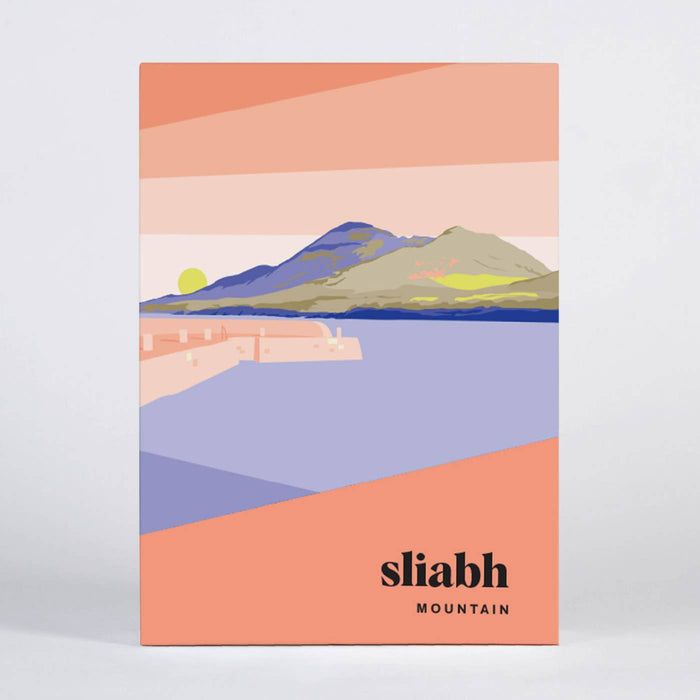 Box with a stylized mountain landscape design and 'sliabh MOUNTAIN' text on a light gray background.