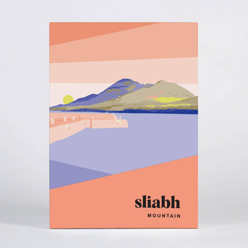 Box with a stylized mountain landscape design and 'sliabh MOUNTAIN' text on a light gray background.