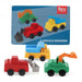 Set of three colorful vehicle-shaped erasers with packaging displaying the Rex London brand.