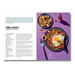 A printed recipe card or magazine page featuring a food photograph of feijón tropeiro (cumin-droved beans) on a purple background, with recipe text on the left and the plated dish on the right.