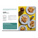 A printed magazine or cookbook spread showing a recipe for cartolina bonnet with cheese and a large food photograph of plated baked dishes on a bright yellow surface.
