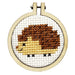hedgehug mini cross stitch embroidery hoop with completed textile