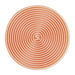 A round, top-down view of a peach-colored silicone mat with concentric circular grooves and a small white 'S.' logo in the center, set against a plain white background.