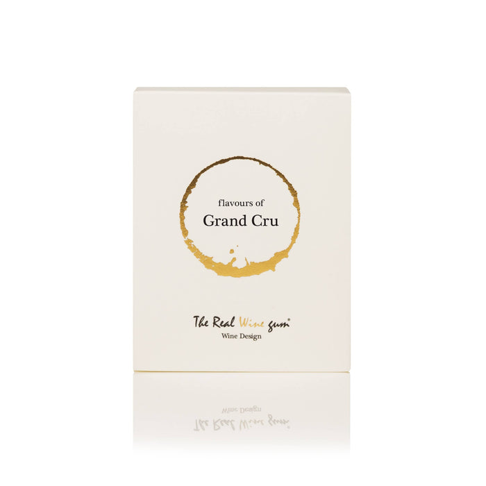 White box with gold logo and text "Flavours of Grand Cru" on a white background