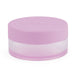 Pink and white container with a lid on a white background