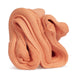 Folded terracotta-colored putty on a white background