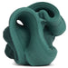 Teal ceramic sculpture on a white background
