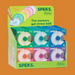 Display of Speks memory gel stress balls with colorful packaging.