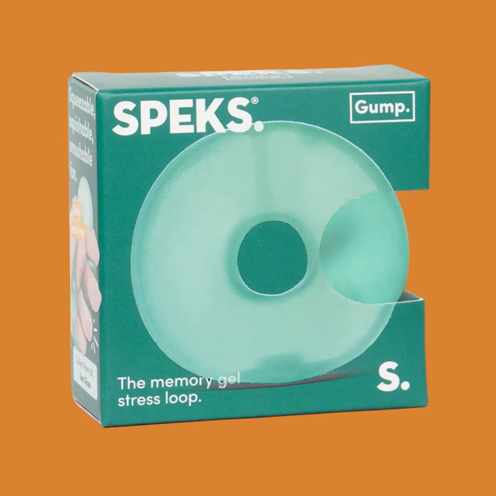 Speks memory gel stress loop packaging on a white background