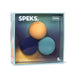 Speks soft silicone fidget magnets packaging with three colored balls on a white background