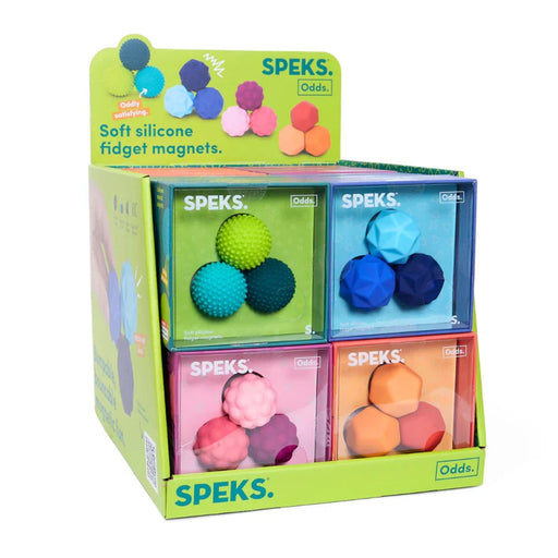 display with 4 types of magnetic fidget balls