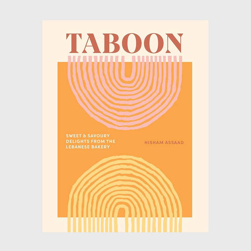 Tabon book cover. orange with pink and yellow curved line pattern
