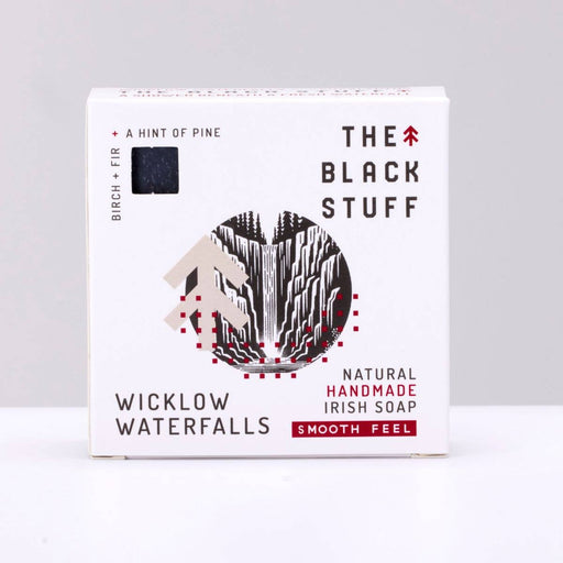 Box of Wicklow Waterfalls The Black Stuff soap on a white background